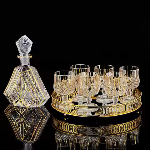 European classical crystal glass liquor bottle foreign wine glass household whiskey glass set spirit