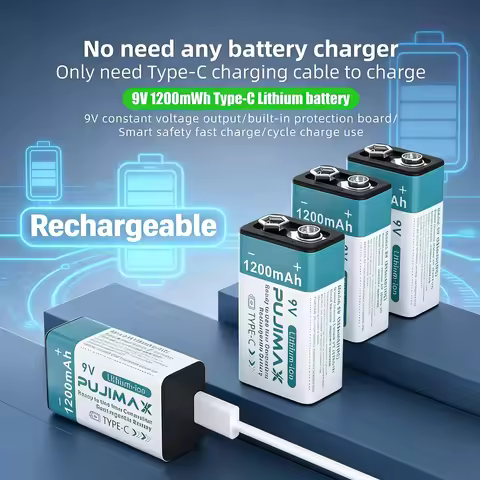 NEW USB 9V Rechargeable Battery 1200mAh Type-C Rechargeable 9V Li-ion Battery for Helicopeter Model 