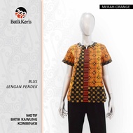 Batik Keris Blouse Lengan Pendek Batik Kawung Kombinasi