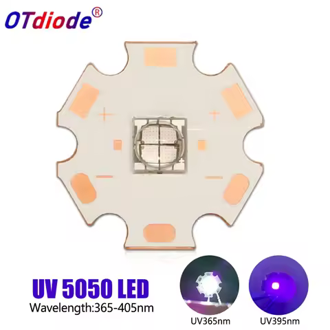 10W UV XLM LED 5050 SMD High Power 4 Chips 3-3.7V 365nm 370nm 395nm 405nm Purple Diode 17mm 20mm 22m