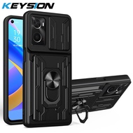 KEYSION Shockproof Case for OPPO A76 A96 A16 Card Bag Ring Stand Camera Protection Phone Back Cover 