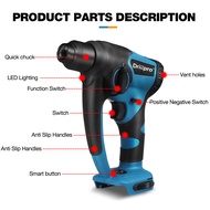 Drillpro Brushless Cordless Electric Drill Rotary Hammer Drill Demolition Hammer Rechargeable Power Tool for Makita 18V Battery