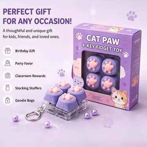 Coquette Room Stuff Cozy Tech Accessories Cute Cat Paw Silicone Keychain Squishy Tactile Gadget Mech