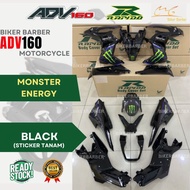 RAPIDO Honda Adv160 GP EDITION Black Body Coverset (Sticker Tanam) Motorcycle Accessories