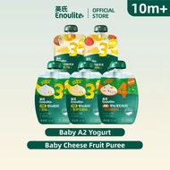 Enoulite Baby A2 Yogurt & Cheese Fruit Puree 10M+ Makanan Baby Healthy Snack No Sugar Added