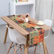 Halloween Polyester Cotton Table Runner Halloween Elements Cartoon Table Runner Family Table Table R