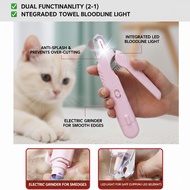 Ready Stock 24 Hours Delivery Professional Pet Nail Clipper Grinder 2 in 1 with LED Light Rechargeab