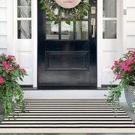 IOHOUZE Black Beige Striped Rug -2.3'x3.6' Front Door Rugs Outdoor, Small Washable Area Rug for Fron