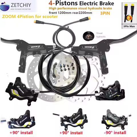 3Pin 4Pistion Zoom MTB Electric Scooter Power Cut Off oil hydraulic oil disc brake caliper 2200 1200