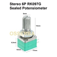 B5K B10K B20K B50K B100K B500K Potentiometer Sealed Stereo 6P Short Axle 15mm RK097G Potentiometer