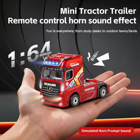 1:64 RC Truck With Container 2.4G 4WD RC Tractor Trailer With Lights Mini RC Drift Truck Detachable 