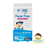 PURE Kids Fever Free Cooling Patch Gel | Children's Fever-Reducing Compress, 4 pcs Fever Patch