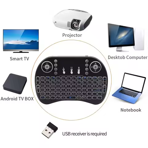 wireless Keyboard Keyborad Backlit I8 Mini Air Mouse 2.4G Touchpad English Russian Spanish French Re