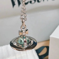 Authentic British Vivienne Westwood High Version! Saturn Transparent Necklace Silver Collarbone Flas