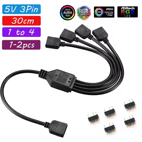 Motherboard RGB SYNC Splitter 5V 3Pin ARGB SYNC HUB Transfer Extension Cable 30cm 1 to 4 for MSI A S