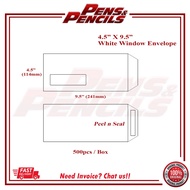 White Window Envelope 4.5" x 9.5" / Sampul Surat Putih 4.5" x 9.5" (114 x 241mm) Peal&Seal Envelope 