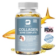 Vitamin D3 K2 Collagen Bone Complete Capsules with Vitamin C Calcium Magnesium | Bone Joint Health