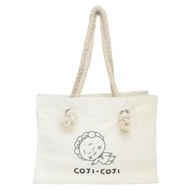 日本 COJI-COJI 米白色帆布 麻繩手帶 側咩袋