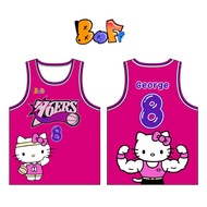[free Custom] Jersey 76ers George Cartoon Funny Hello Kitty Tank Top Basketball Jersey Set Game Team
