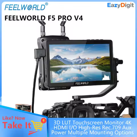 FEELWORLD F5 PRO V4 6" 3D LUT Touchscreen Monitor 4K HDMI I/O High-Res Rec.709 Aux Power Multiple Mo