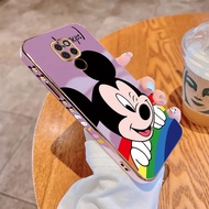 For Huawei Mate 20 Pro Mate 20X Cartoon Mickey Mouse Square Cover Casing Luxury Plating Soft TPU Phone Case