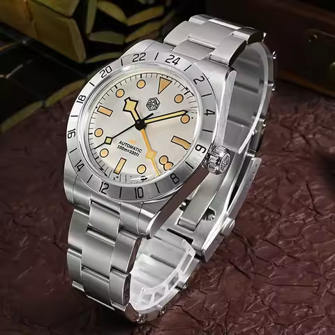 San Martin Men Automatic Watch 39mm GMT Mechanical Wristwatch 10ATM Waterproof C3 Luminous Sapphire 