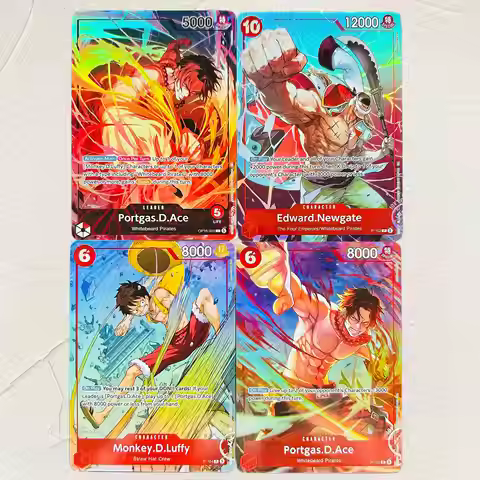 DIY One Piece Portgas.D.Ace Edward.Newgate Monkey.D.Luffy 4Pcs Foil Texture Cards English Version Pr