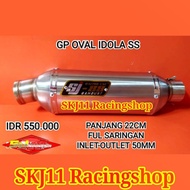 DISKON 5%!! Silincer Slincer Knalpot Racing SJ88 GP Oval 22cm Inlet