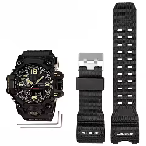 For Casio G-SHOCK Black Gold Watchband Big Mud King GWG-1000 GWG-1000GB Modified Resin Silicone Male