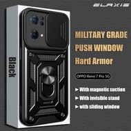 OPPO Reno 7 5G/Reno 7 Pro 5G Ốp Điện Thoại Cửa Sổ Đẩy Có Giá Đỡ Nhẫn Ốp Điện Thoại Bảo Vệ Chắc Chắn