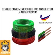 Single Core Wire Cable PVC Insulated / Wayar 1.5 mm, 2.5 mm/ 100% Copper tembaga Buatan Malaysia