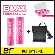 3.7V 18650 5200mAh Bmax Flat Top Rechargeable Li-ion Vape Lithium Battery With 4 Slot Charger Combo