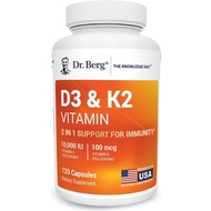 120Caps Ultimate Absorption Vitamin D3 K2 MK7 Supplement Dr Berg 10000 IU D3 100 mcg K2 with MCT Pow