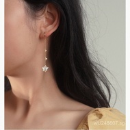 40323Design Sense Pearl Star Niche14k Elegant Ear Hook Ye Yuan Irregular Long Earrings Gold-Plated B