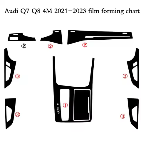 For Audi Q7 Q8 4M 2021-2023 Interior Central Control Panel Door Handle 3D/5D Carbon Fiber Stickers D