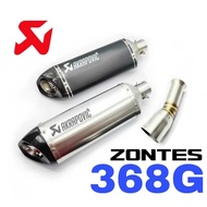 Akrapovic Exhaust ZONTES 368G New Ekzos Tabung Long Muffler Steel 368 G Black Silver SCOOTER Slip On