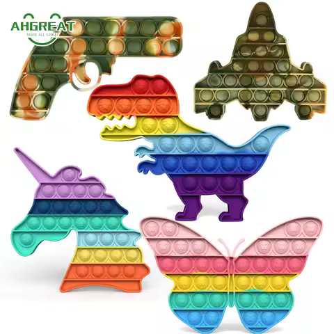 High Quantity Kids Pops Bubble Dinosaur Gun Fidget Toys Popper Autism Boys Stress Reliever Toys for 