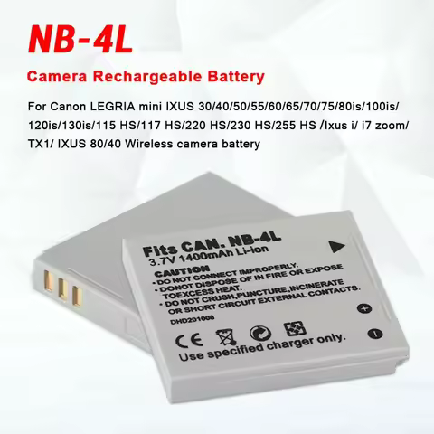 NB-4L NB4L Battery 1400mAh for Canon IXUS 30 40 50 75 60 65 70 100 200 I7 Zoom 400 430 450 600 630 I