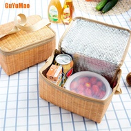 [GUYU] Portable Rattan Lunch Bag Waterproof Thermal Food Storage Box Tote Lunch Bags HOO