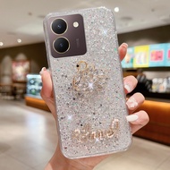 KONSMART Phone Case For VIVO Y27s Y17s Y27 Y36 4G 5G 2024 Luxury Rhinestone Swan Soft TPU Shockproof