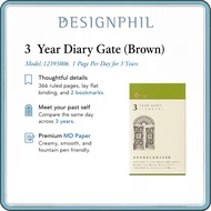 MIDORI 3 Year Diary "Gate" Journal | Elegant Cloth Cover, MD Paper, Compact Daily Writing (12395006)