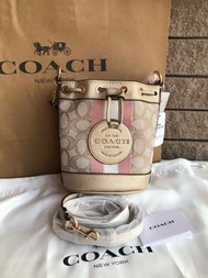 💗 Coach Dempsey mini bucket in signature jacquard with stripes and Coach patch. 💗IMMEDIATE SHIPMENT