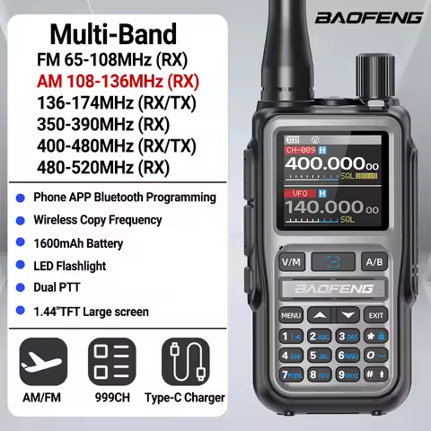 BAOFENG UV-5R Mini Walkie Talkie Full Band Bluetooth Programming Wireless Copy Frequency 999CH AM FM