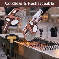 Electric Roller Grill Brush with LED Light Stainless Steel Bristle-Free Cleaner Brush Rechargeable O