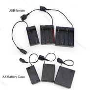 1.5v 3v 6v AA Battery Holder Storage Box Case Portable Mini USB female cable Power Supply Battery Bo