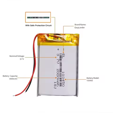 PURFIELD 3.7V 2000mAh Lithium Polymer Rechargeable battery For Toys power bank electronic Battery 10