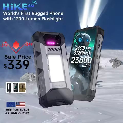Unihertz Hike 8849 Rugged Smartphone Android 14 with 1200 Lumen 200 Meter Flashlight 23800mAh 12GB+5