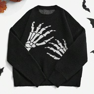 เสื้อกันหนาวลาย กระดูกมือสตรี สำหรับวันฮาโลวีน