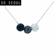 SO SEOUL Arwen Blackberry Triple Lollipop Jet Black Austrian Crystal with Fixed Ball Chain Necklace