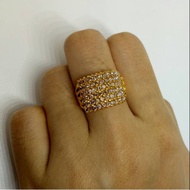 24k gold plated six row gemstone ring